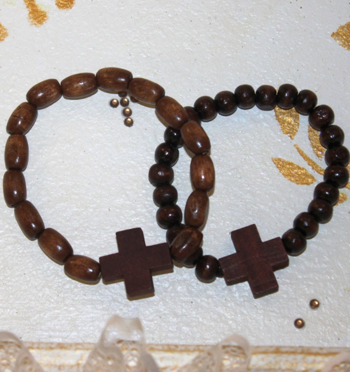 Christening Light Gray Chocolate W/ Mini Rosary Cross Bracelet