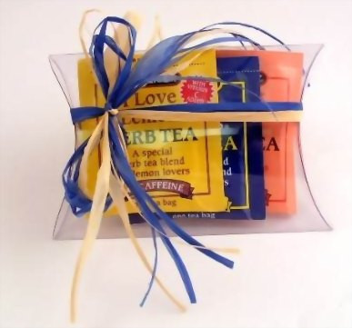 Fancy Tea Assortment in a Box wrapped w/Raffia Ribbons