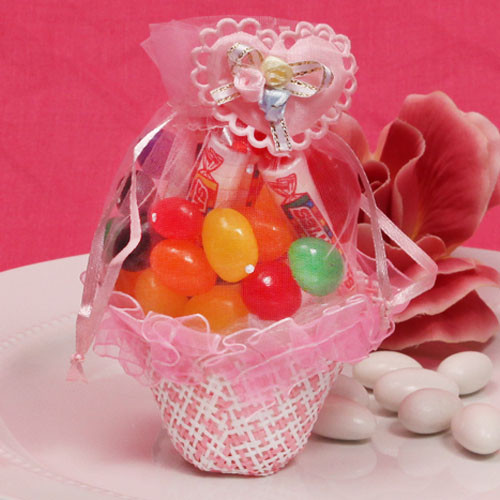 "Lovely Basket" Basket Favor Pink, 1 Dozen
