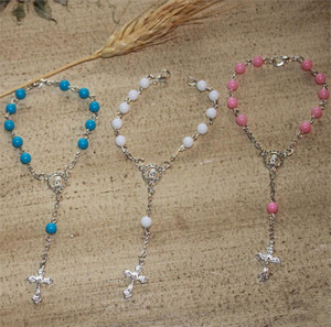 Italian Mini Rosary w/Silver Plated Chain, Crucifix & Shiny Beads Italian Mini Rosary w/Silver Plated Chain, Crucifix & Shiny Beads