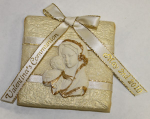 Baptism or Communion Decorated Chocolate with Icon and Ribbon