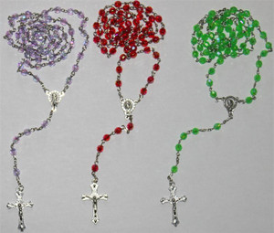 Colorful 19-inch Rosary with Diamond-Cut Beads