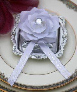 Silver Chocolate Favor in a Tray with Rose and Rhinestone