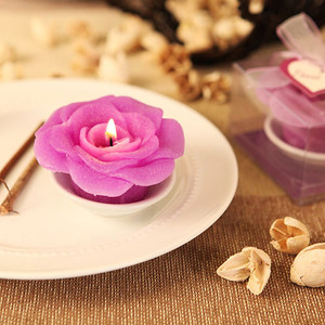 "Signature Rose" Purple Rose-Shaped Scented Candle With Dish "Signature Rose" Purple Rose-Shaped Scented Candle With Dish