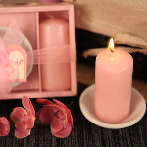 "Pink Pillar" Votive Candle With Tray "Pink Pillar" Votive Candle With Tray