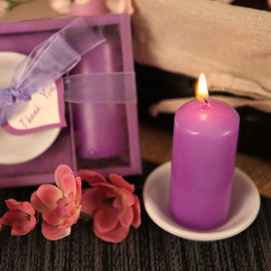 "Purple Pillar" Votive Candle With Tray "Purple Pillar" Votive Candle With Tray