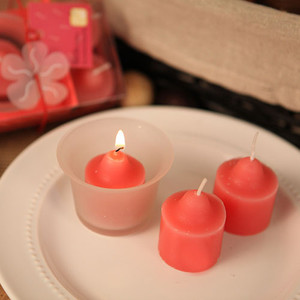 "Special Vow" Hot Pink Candles With Frosted Glass Cup "Special Vow" Hot Pink Candles With Frosted Glass Cup