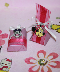 Decorated Chocolate Baby Favor with Minnie Mouse Charms Decorated Chocolate Baby Favor with Minnie Mouse Charms