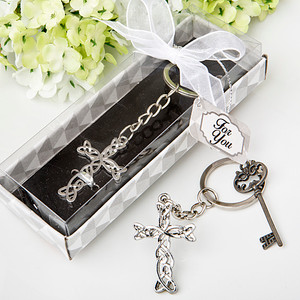 Delicate Intertwined Fancy Metal Cross Key Chain Favors Delicate Intertwined Fancy Metal Cross Key Chain Favors