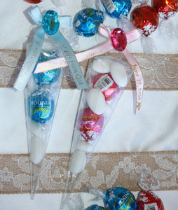 Lindt Truffles and Jordan Almonds Personalized Cone Favors Lindt Truffles and Jordan Almonds Personalized Cone Favors