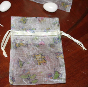 Sheer Organza Bag with Colorful Baby Design Imprints Sheer Organza Bag with Colorful Baby Design Imprints