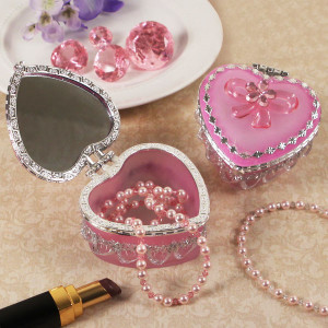 Heart Shaped Pink Jewelry Box with Mirror Lid Heart Shaped Pink Jewelry Box with Mirror Lid