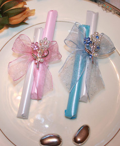 Modern Long Decorated Double Chocolate Favor with Fancy Brooch