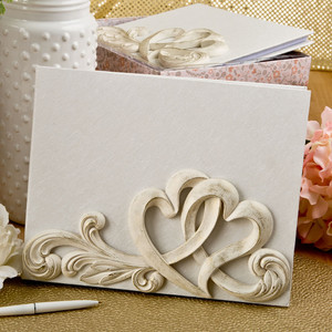 Vintage Style Double Heart Design Wedding Guest Book Vintage Style Double Heart Design Wedding Guest Book