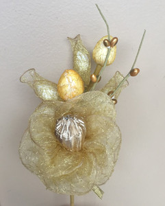 Gorgeous Gold Decorated Flower Chocolate and Jordan Almonds Bouquet Favor