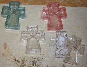 Cross Shaped Favor Box / Rosary Box - Clear, Blue or Pink