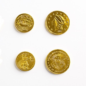 Assorted Size Gold Milk Chocolate Coins Foil Wrapped - 1 Pound Assorted Size Gold Milk Chocolate Coins Foil Wrapped - 1 Pound