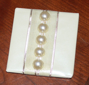 Upscale Decorated Chocolate Favor with Fancy Ribbon and Pearl