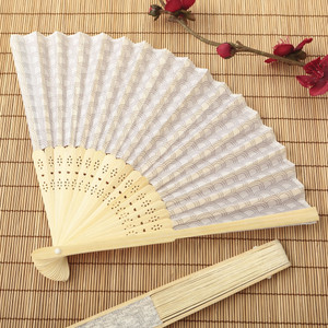 Silver Scallop Silk Folding Fan Favor Silver Scallop Silk Folding Fan Favor