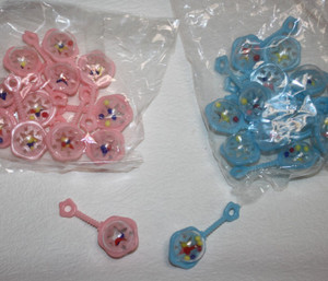 Realistic Baby Rattle with clear Top Baby Shower Charms 2" for a Boy or Girl - Bag of 12