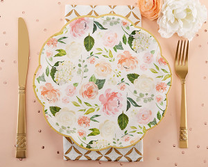 Elegant Floral Paper Plates (Set of 8)