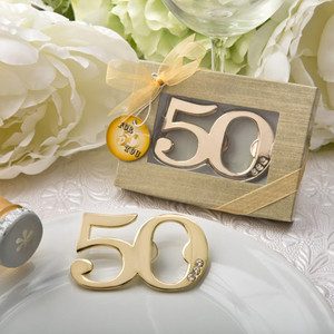 50Th Design Golden Bottle Opener Anniversary Or Birthday Favors 50Th Design Golden Bottle Opener Anniversary Or Birthday Favors