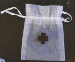 Organza Bag with Wooden Cross