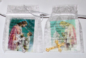 Exclusive Cross in an Organza Bag w/Communion Remembrance Card