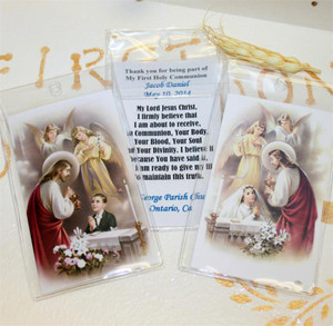 Personalized First Communion Prayer Cards for a Boy or Girl in a Pouch Personalized First Communion Prayer Cards for a Boy or Girl in a Pouch