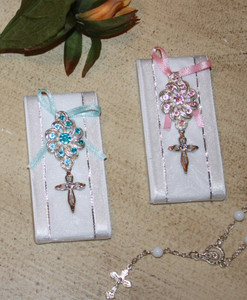 Decorated Chocolate w/Grosgrain Ribbons & Fancy Cross Pendant