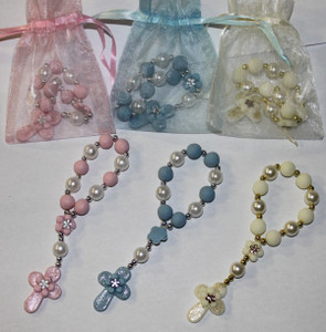 Pearl Rosary Favors in White, Pink or Blue for Baptism and First Commu – C  T B