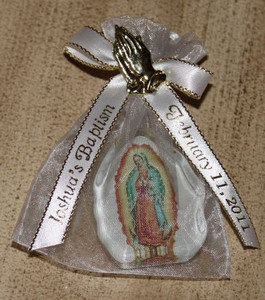 Religious Glass Icon Magnet in Bag with Ribbon & Charm Personalized Baptism Favors Religious Glass Icon Magnet in Bag with Ribbon & Charm Personalized Baptism Favors