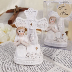First Holy Communion Day Girl Figurine Favors in clear Box First Holy Communion Day Girl Figurine Favors in clear Box