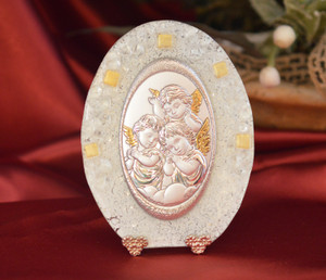 Italian Three Angels On A Murano Glass Stand Large