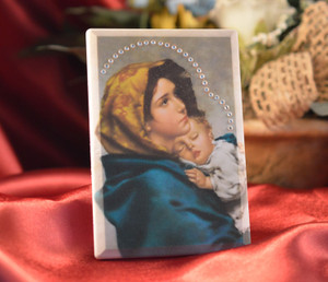 Large Italian Madonna Of The Streets Icon With Rhinestones