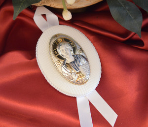 Made In Italy Christ Pantocrator Hanging Icon White