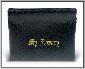 Black Rosary Leather Case / Pouch with Snap Opening