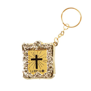 Spanish La Biblia - Holy Bible Keychain With A Real Miniature Paper Bible Spanish La Biblia - Holy Bible Keychain With A Real Miniature Paper Bible