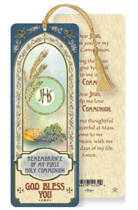 Remembrance of My First Holy Communion Bookmark Laminated with Gold Tassel Remembrance of My First Holy Communion Bookmark Laminated with Gold Tassel