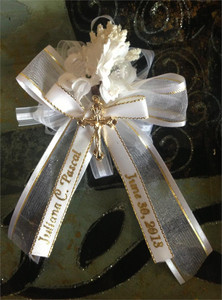 Personalized Cross Corsage (Capias ) with Flower Bouquet and Pin