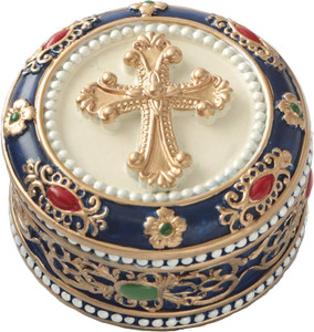 Golden Cross Rosary Box - 2.75” Trinket Box for Rosary Beads Communion Favors Golden Cross Rosary Box - 2.75” Trinket Box for Rosary Beads Communion Favors