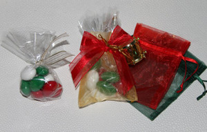 Christmas Organza Bag filled w/ Holiday Jordan Almonds Christmas Organza Bag filled w/ Holiday Jordan Almonds