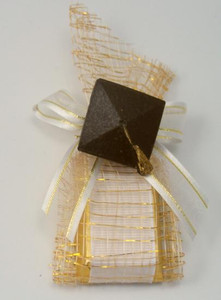 Fancy Gold Chocolate w/Black Graduation Cap & Ribbon
