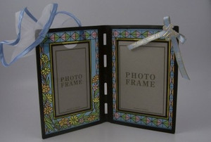 Magnificent Colorful Stained Glass Frame for Double Pictures/Inserts
