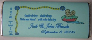 Personalized Large Chocolate Bar w/Twin Boys Personalized Large Chocolate Bar w/Twin Boys