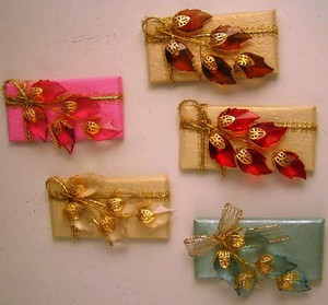 Decorated Chocolate w/Colored Crystal Flowers & Fancy Ribbons Decorated Chocolate w/Colored Crystal Flowers & Fancy Ribbons