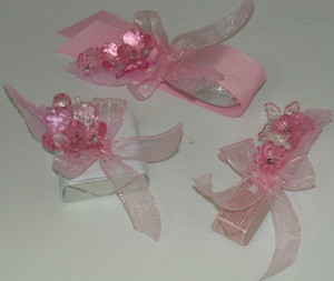 Decorated Chocolate w/Pink Crystal Flowers & Fancy Ribbons