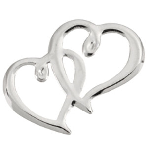 Sweetheart Charm: Interlocking Metal Double Hearts Charms - Silver or Gold