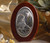 Italian Silver Holy Family Icon On An Oval Wood Stand