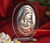Italian Silver Mother And Child Icon On Oval Glass Stand